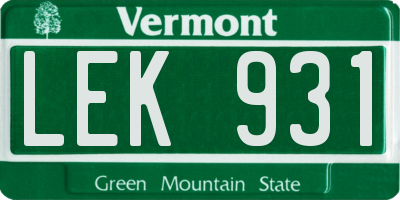 VT license plate LEK931