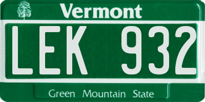 VT license plate LEK932