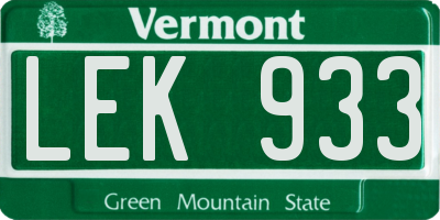 VT license plate LEK933