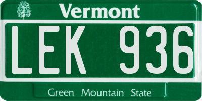 VT license plate LEK936