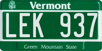 VT license plate LEK937
