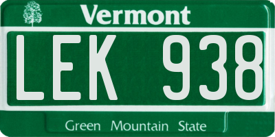 VT license plate LEK938