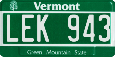 VT license plate LEK943