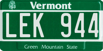 VT license plate LEK944