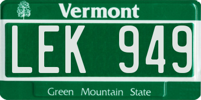 VT license plate LEK949