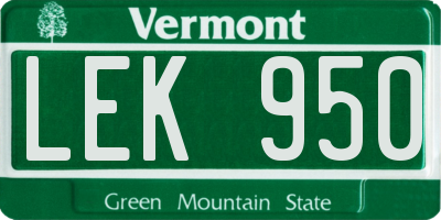 VT license plate LEK950