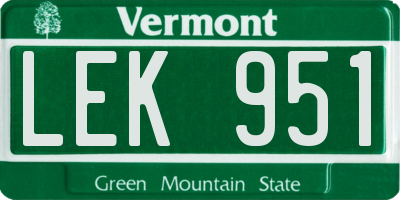 VT license plate LEK951
