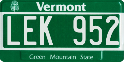 VT license plate LEK952