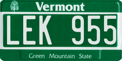 VT license plate LEK955