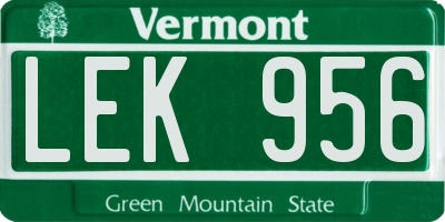 VT license plate LEK956