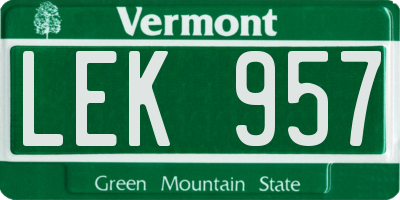 VT license plate LEK957