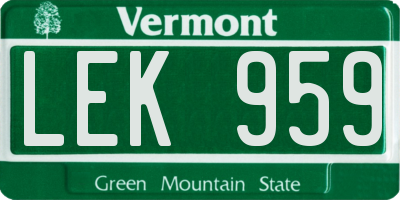 VT license plate LEK959