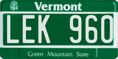 VT license plate LEK960