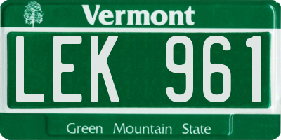 VT license plate LEK961