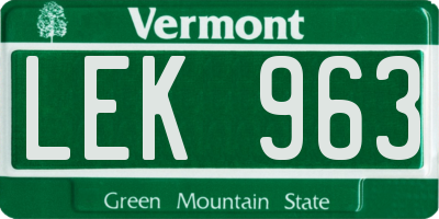 VT license plate LEK963