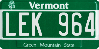 VT license plate LEK964