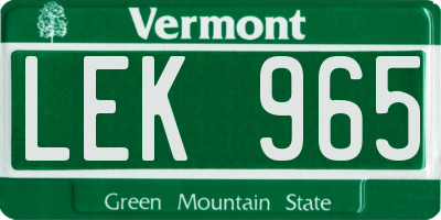 VT license plate LEK965