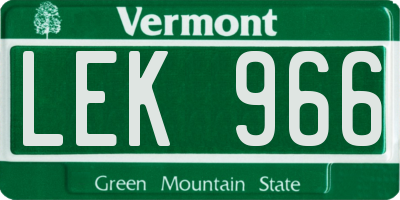 VT license plate LEK966