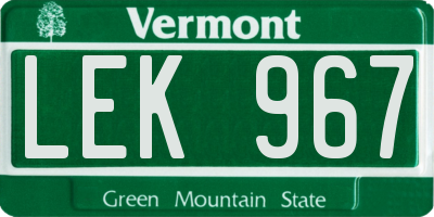 VT license plate LEK967