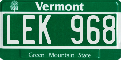VT license plate LEK968