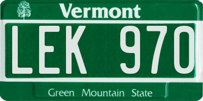 VT license plate LEK970