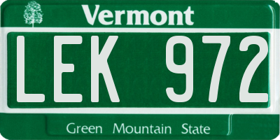 VT license plate LEK972
