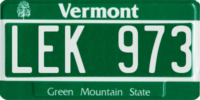 VT license plate LEK973