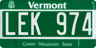 VT license plate LEK974