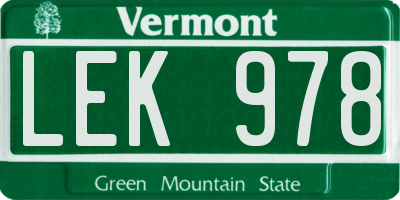 VT license plate LEK978
