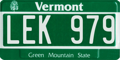 VT license plate LEK979