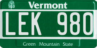 VT license plate LEK980