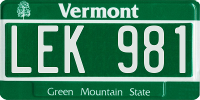 VT license plate LEK981