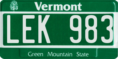 VT license plate LEK983