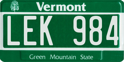 VT license plate LEK984
