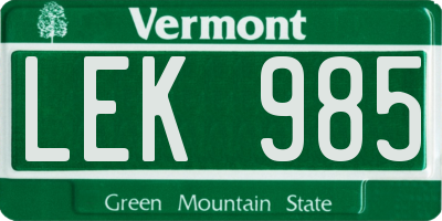 VT license plate LEK985
