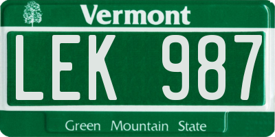 VT license plate LEK987