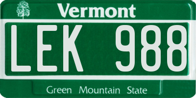 VT license plate LEK988