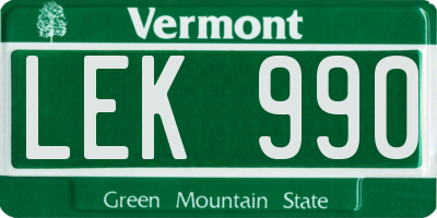 VT license plate LEK990