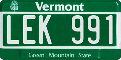 VT license plate LEK991