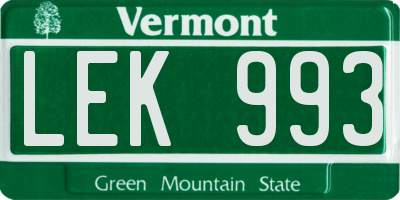 VT license plate LEK993