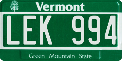 VT license plate LEK994