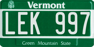VT license plate LEK997