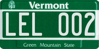 VT license plate LEL002