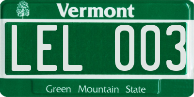 VT license plate LEL003