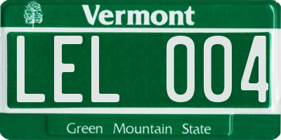 VT license plate LEL004