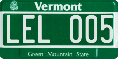 VT license plate LEL005