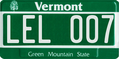 VT license plate LEL007