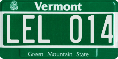 VT license plate LEL014
