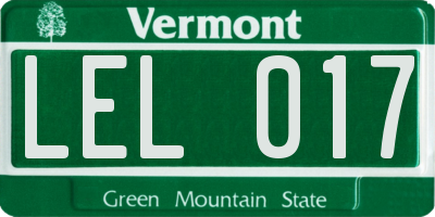VT license plate LEL017