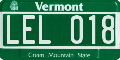 VT license plate LEL018